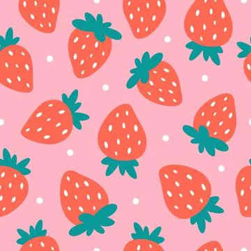 Strawberry seamless pattern. Simple summer berry ornament Иллюстрация