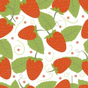 Strawberry seamless pattern. Summer berries colorful background. Stock Illustration