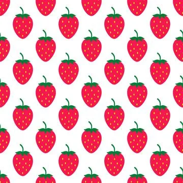 Strawberry seamless pattern. Summer berries vector background.  Vector temp.. Illustrazione stock