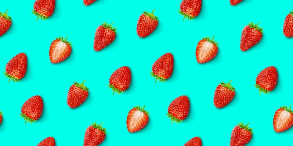 Strawberry seamless pattern, top view, flat lay Foto stock