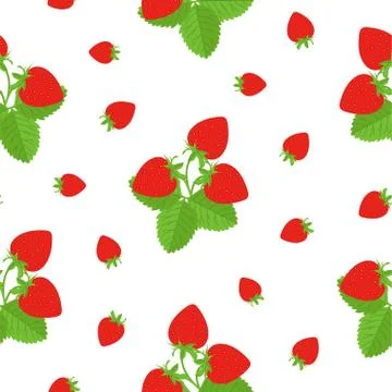 Strawberry seamless pattern on white background Stock Illustration