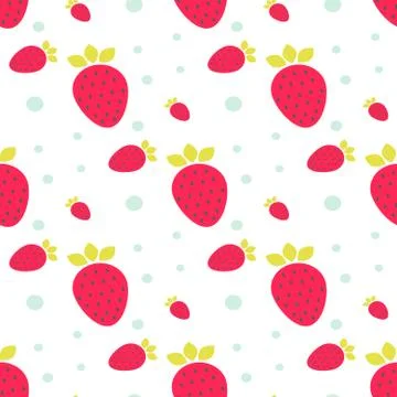 Strawberry seamless vector pattern with dots Illustrazione stock