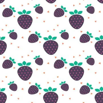 Strawberry seamless vector pattern with dots Illustrazione stock