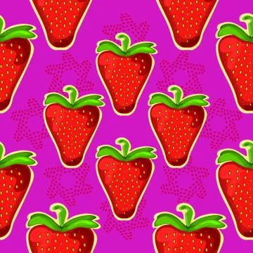 Strawberry. Seamless vector texture. Vector pattern Stock Illustration