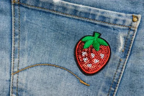 Strawberry sequin patch Foto stock