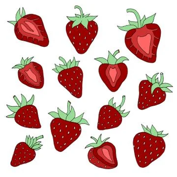 Strawberry set. Illustrazione stock