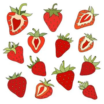 Strawberry set. Illustrazione stock