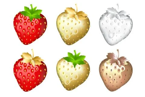 Strawberry set, isolated on white Stock Illustration