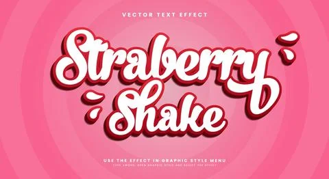 Strawberry shake 3d editable text effect Stock Illustration