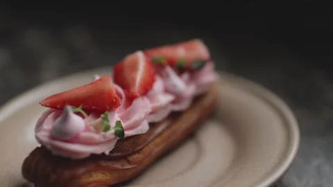 Strawberry shortcake on a plate Stock Footage 300027239