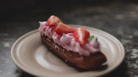Strawberry shortcake on a plate Stock Footage 300027244