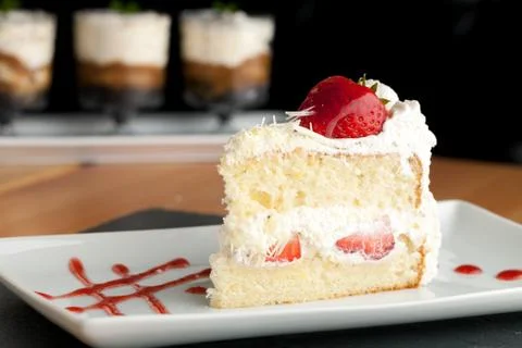 Strawberry Shortcake Slice Stock Photos