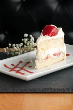 Strawberry Shortcake Slice Stock Photos