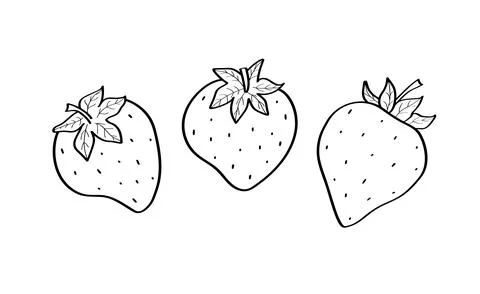 Strawberry sketch icons set. Vector illustration of cartoon strawberry berrie Stock Illustration