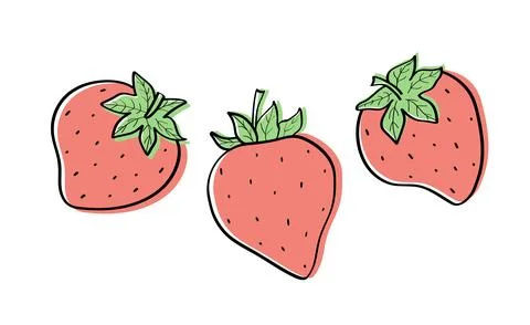 Strawberry sketch icons set. Vector illustration of cartoon strawberry berr.. Stock Illustration