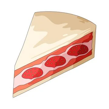 Strawberry slice cake illustration イラスト素材
