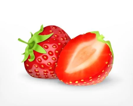 Strawberry with slice Stock Illustration
