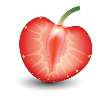 Strawberry Slice isolated on a white background Stock Illustration