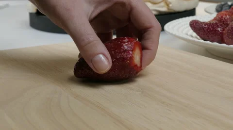 Strawberry slicing, 4k Stock Footage 63300233