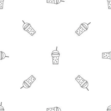 Strawberry smoothie pattern seamless vector Stock Illustration