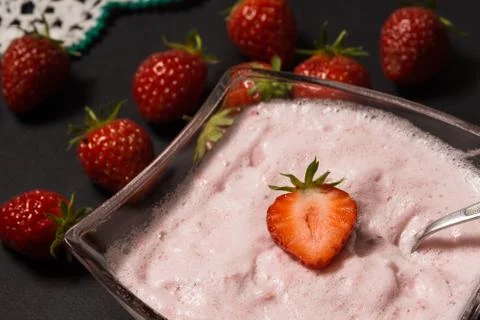 Strawberry smoothie Stock Photos