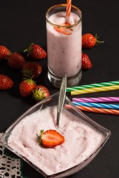 Strawberry smoothie Stock Photos