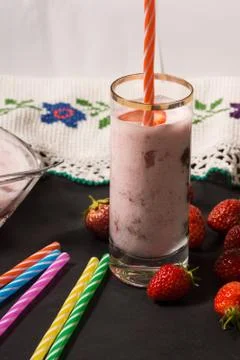 Strawberry smoothie Stock Photos