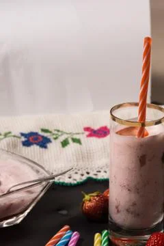 Strawberry smoothie Stock Photos