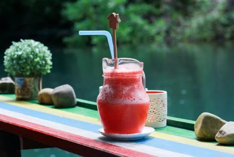 Strawberry smoothie Stock Photos