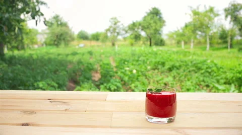 Strawberry smoothie put the mint leaves and pour the strawberries Stock Footage 64502318