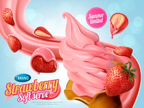 Strawberry soft serve Stock Illustration