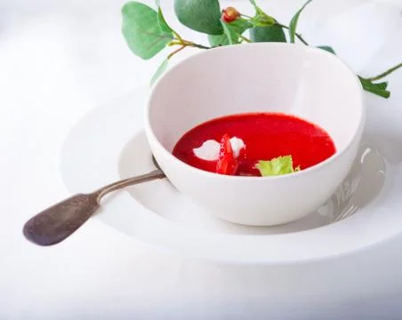 Strawberry soup on a table Stock Photos