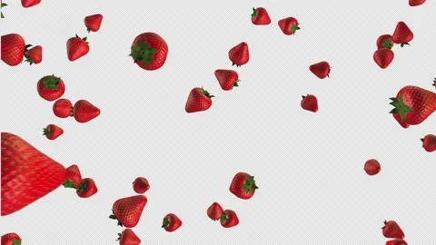 Strawberry spin in zero gravity. They float in the air. 3D-animation. Selective  Stock Footage 148633924