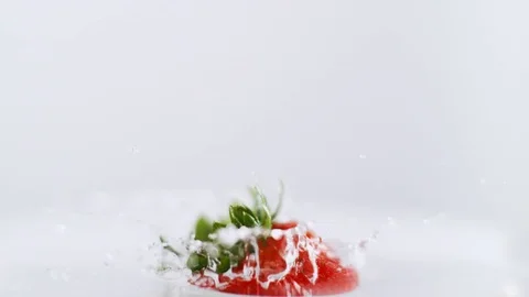 Strawberry Splash 4K Stock Footage 70366687