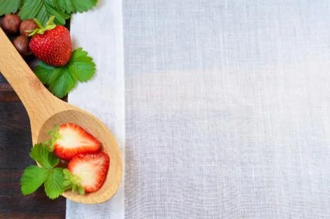 Strawberry in the spoon Stock Photos