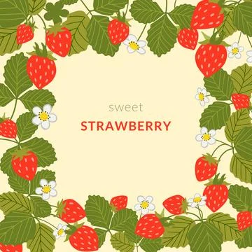 Strawberry square vector border frame Stock Illustration