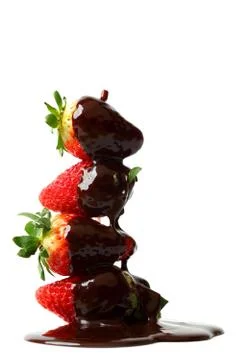 Strawberry stack in chocolate Stock Photos