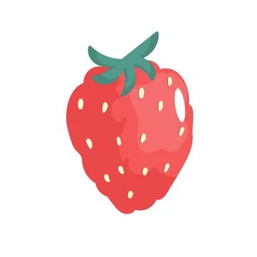 Strawberry summer fruit on white background. Vector illustration for cute pri Stock Illustration