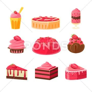 Strawberry Sweets Set Stock Illustration