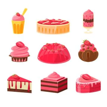 Strawberry Sweets Set Illustrazione stock