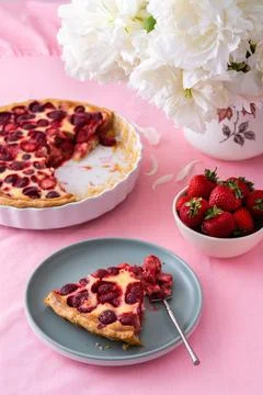 Strawberry tart on the table Stock Photos