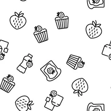 Strawberry Tasty Fruit Vector Seamless Pattern Stock Illustration