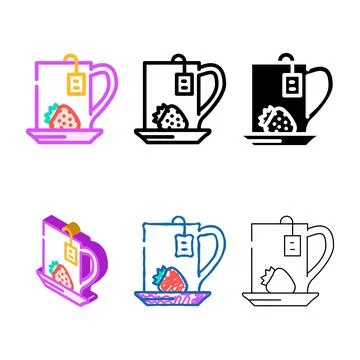 Strawberry tea color icon vector multipack Stock Illustration