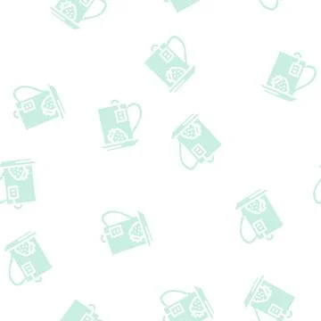Strawberry tea glyph vector seamless pattern Illustrazione stock