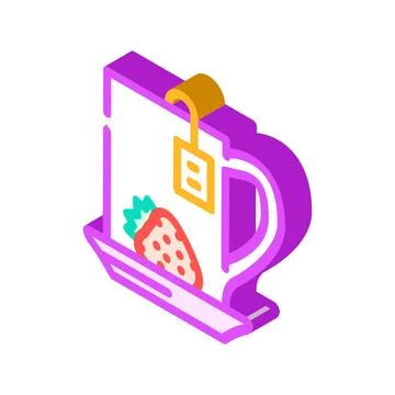 Strawberry tea isometric icon vector illustration Stock Illustration