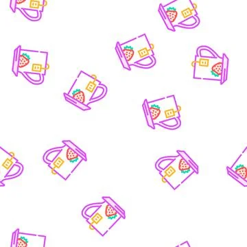 Strawberry tea vector seamless pattern Illustrazione stock
