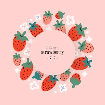 Strawberry template for packaging design with copy space for company logo Stock Illustration