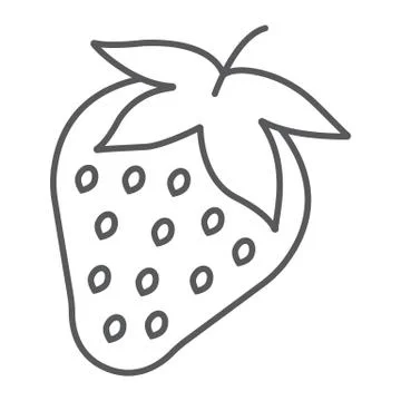Strawberry thin line icon, fruit and vitamin Stock Illustration