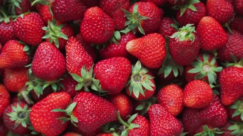 Strawberry top view background. Summer food pattern. Raw fresh farming berries Video stock 155688852