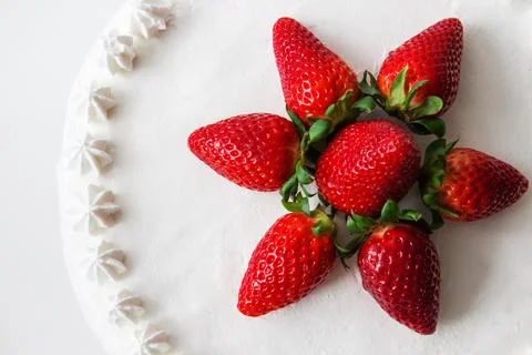 Strawberry Topped Cake Stock Photos